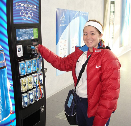 Athlete Using a Cashless Vending Machine